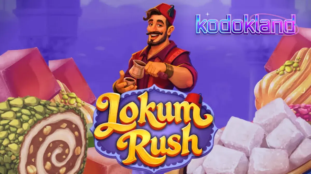 Tampilan visual slot Lokum Rush dengan tema toko permen Turki